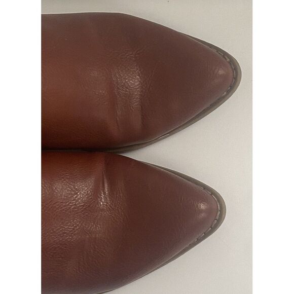 Cynthia Rowley Ankle Boots Cognac Color Eddie Slip-ons Block Heels Size 9 - Picture 9 of 15